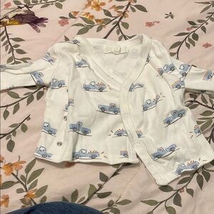 Kids White and Blue Car Print Sweater
